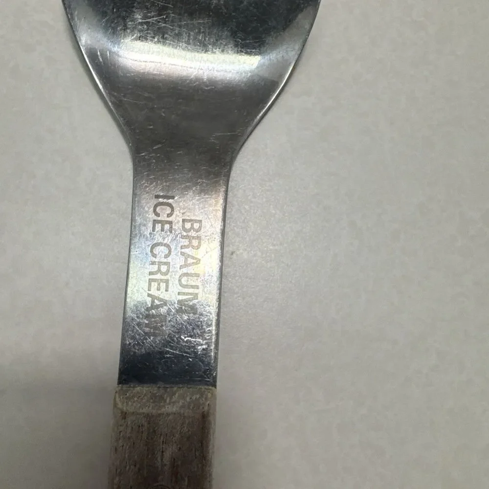 Vtg Vernco Ice Cream Spade Spoon Scoop Stainless w Wood Handle Vernon Co